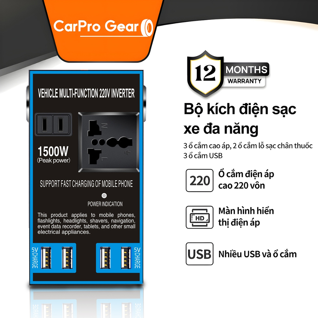 Car inverter 12v/24v to 220v car power converter multi-function car socket charger