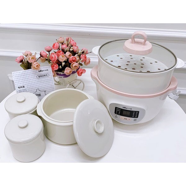 Nồi bear dung tích 1,6l nấu cháo, ninh, hầm, hấp cách thuỷ