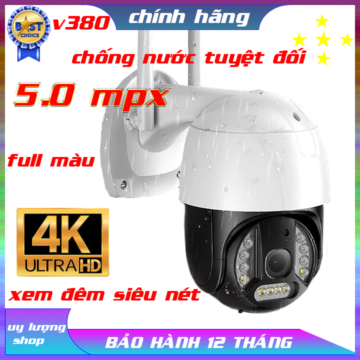 <Tặng thẻ xịn 64>CAMERA PTZ  V380 XOAY 360 ĐỘ 5.0MPX SIÊU SẮC NÉT, CÓ MÀU BAN ĐÊM, VỎ KIM LOẠI CHỐNG NƯỚC TUYỆT ĐỐI, LOA TO ÂM THANH RÕ