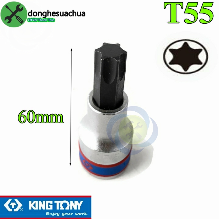 Đầu tuýp sao t55 1/2 kingtony 402355 dài 60mm trắng đen