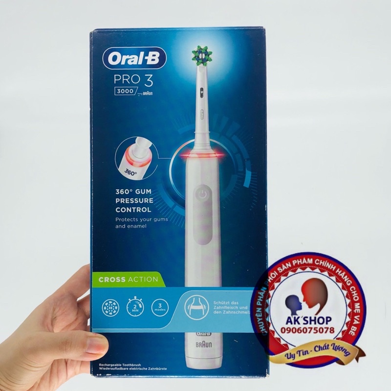 Bàn chải điện Oral-b Pro 3000 Oral B hàng chính hãng Made in