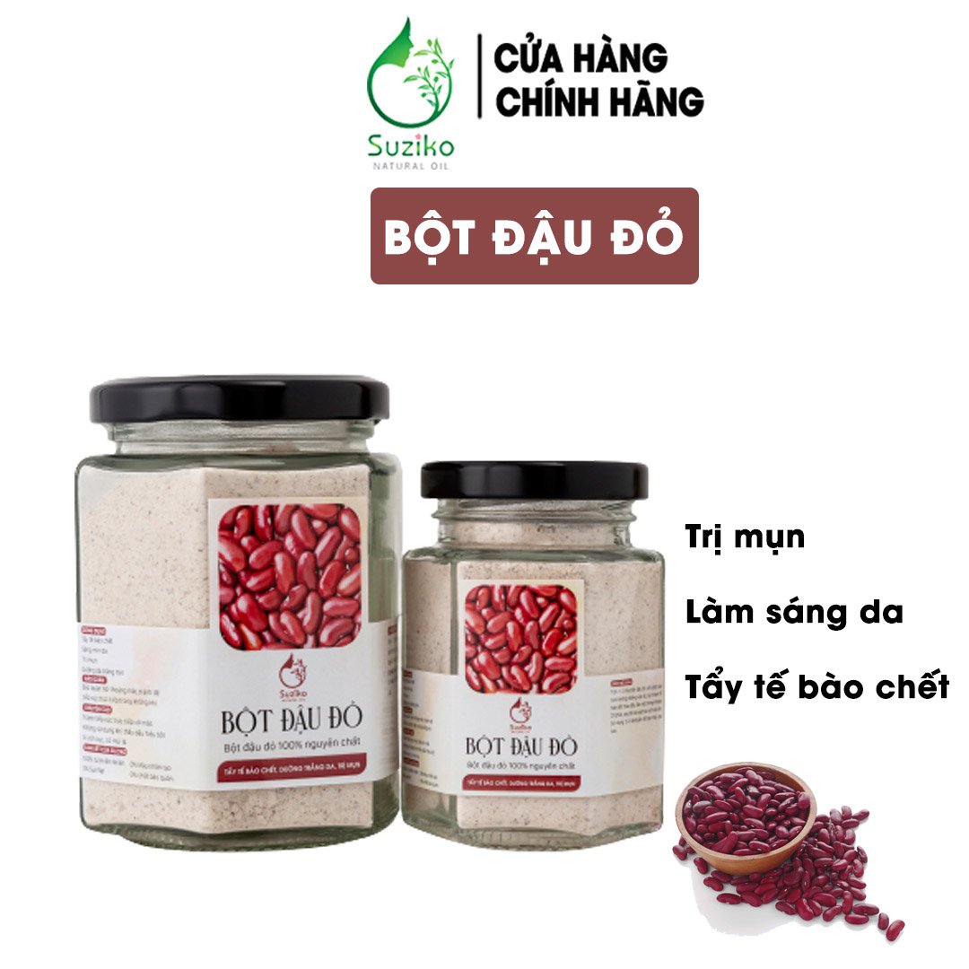 Hũ bột đắp mặt đậu đỏ nguyên chất giảm mụn - bột mặt nạ dưỡng da trắng mịn suziko handmade