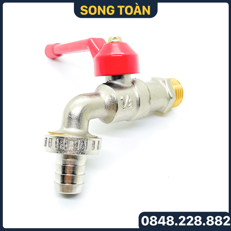 Vòi Đồng Sanwa Tay Gạt, Vòi Hồ Tay Gạt Sanwa Đồng Mạ Phi 21 27