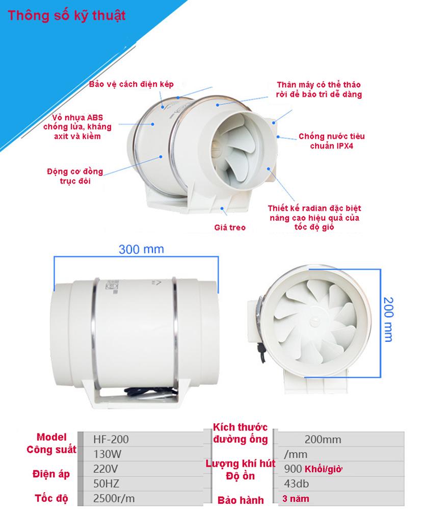 Quạt ống tăng cường gió chạy êm BXF-200