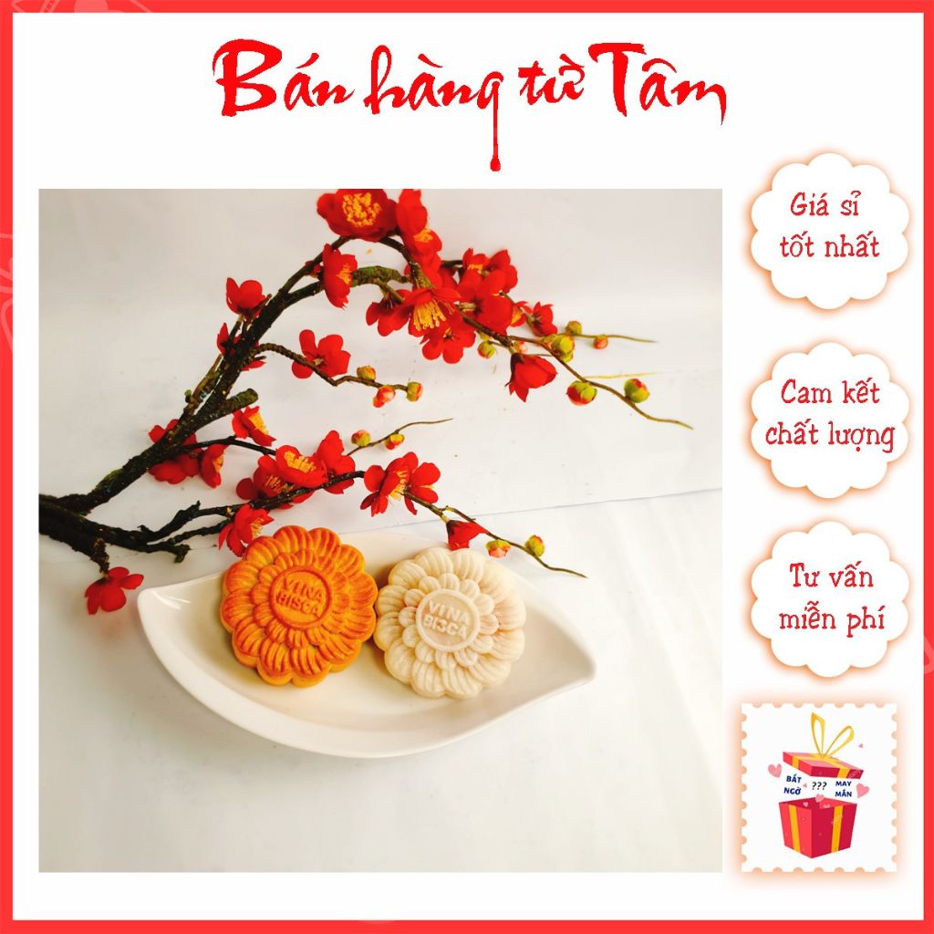 Bánh trung thu 250g nhiều vị nhân bánh truyền thống siêu ngon Vinabisca - bánh trung thu thập cẩm - bánh trung thu dẻo - bánh nướng truyền thống - bánh nướng thập cẩm - bánh trứng muối - bánh dẻo
