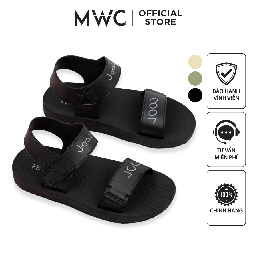 Giày sandal nữ MWC - Giày sandal nữ quai ngang cá tính - Sandal nữ trẻ trung năng động đen, kem - NUSD- 2833