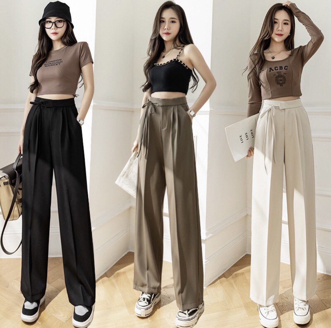 Quần ông suông cạp cao thắt nơ sườn kt_026