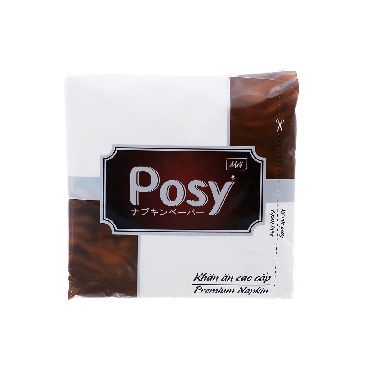 Khăn giấy vuông cao cấp Posy Premium 01 lớp  330x330 100 miếng/ gói