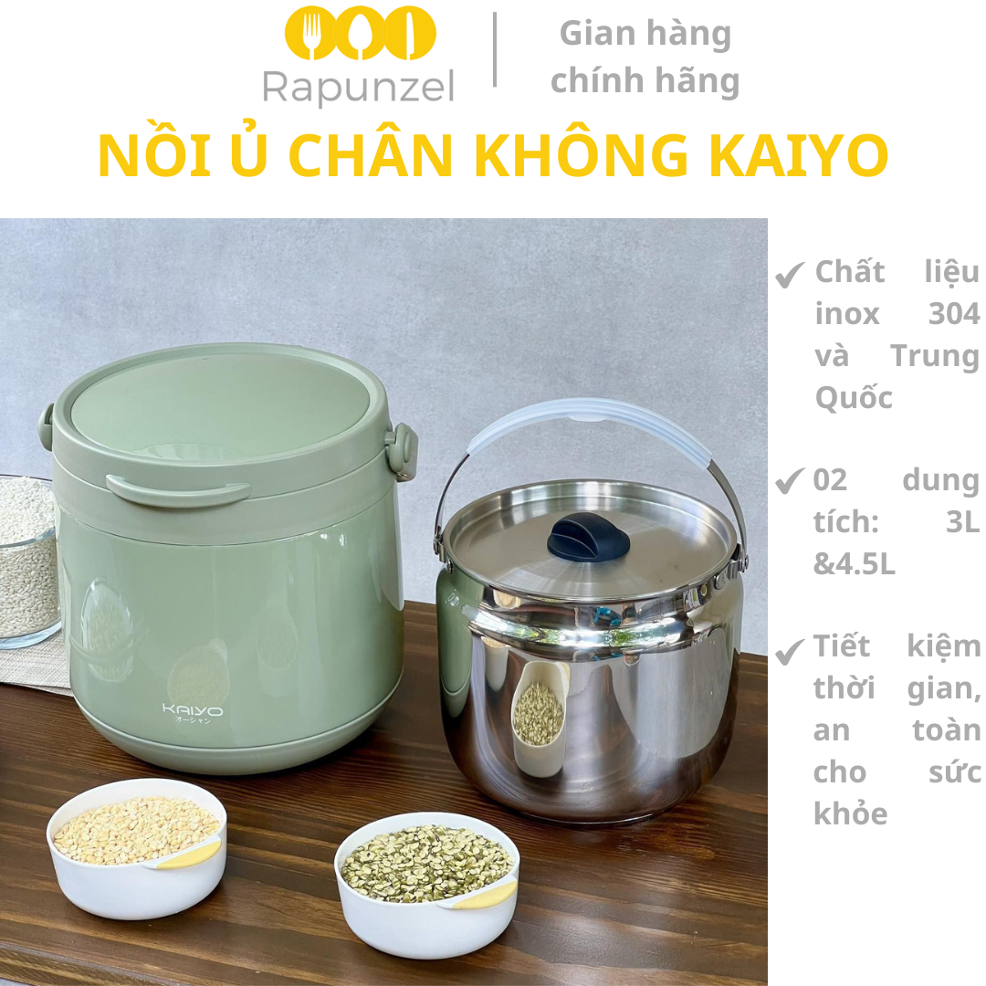 Nồi ủ chân không KAIYO, nồi ủ cháo, nồi ủ, nồi nấu chậm KAIYO, nồi ủ Nhật