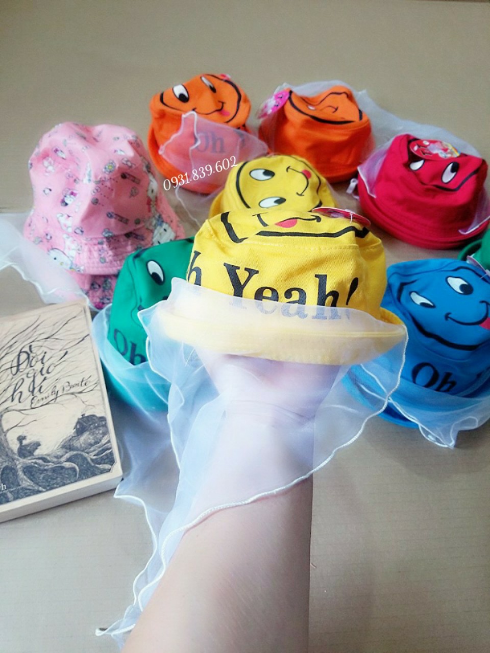 Mũ nón có khăn voan cho bé 0-1 tuổi HÌNH CON VẬT TRÊN NÓN GIAO NGẪU NHIÊN