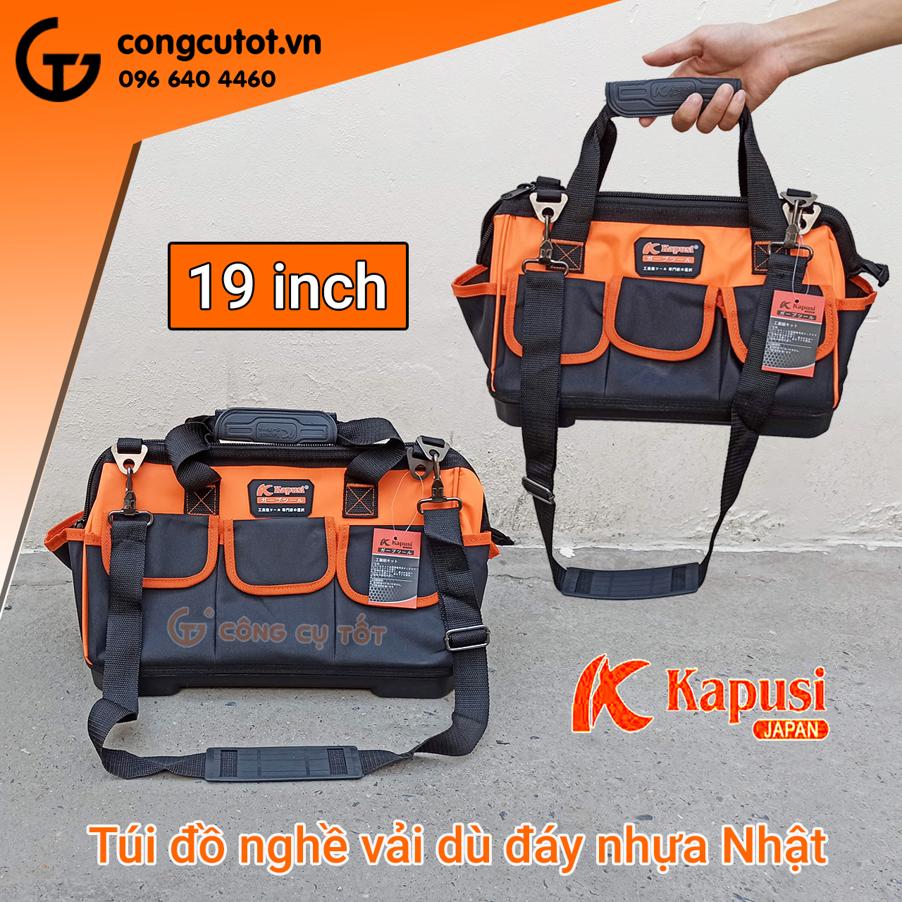 Túi đựng đồ nghề Kapusi có 8 túi phụ, size tùy chọn