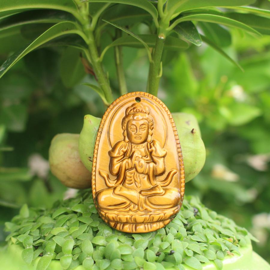 Mặt dây chuyền phật bản mệnh tuổi thân, phật như lai đại nhật, đá mắt hổ, cỡ nhỏ akd1