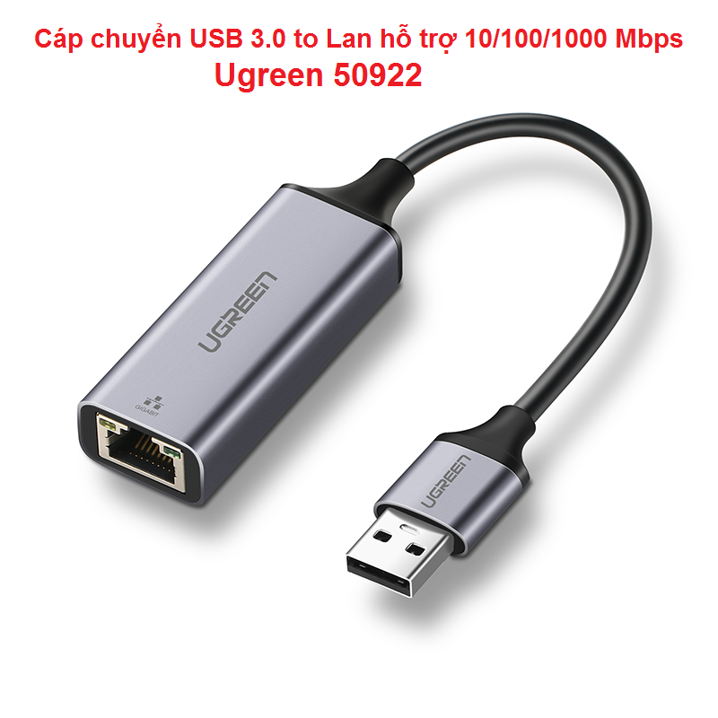 Cáp chuyển usb 3.0 to lan hỗ trợ 10/100/1000 mbps ugreen 50922