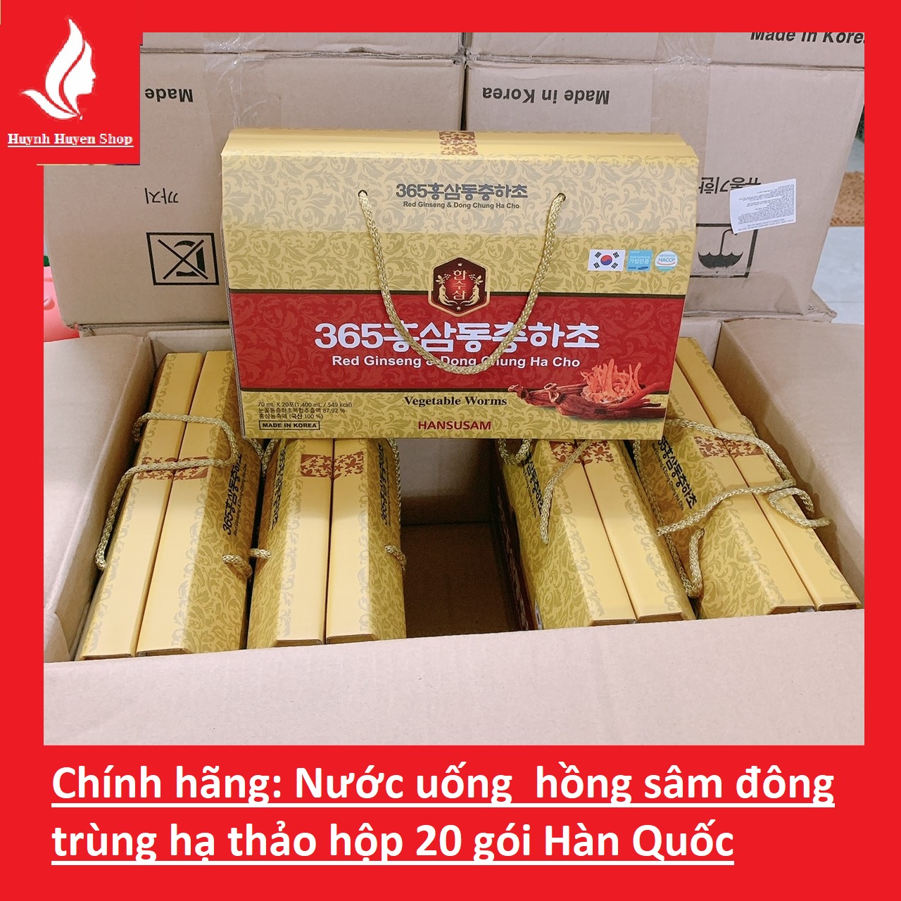 [Auth-Giá sỉ] Nước uống hồng sâm đông trùng hạ thảo 365 Hansusam siêu bổ  Hàn Quốc hộp (20 gói*70ml)