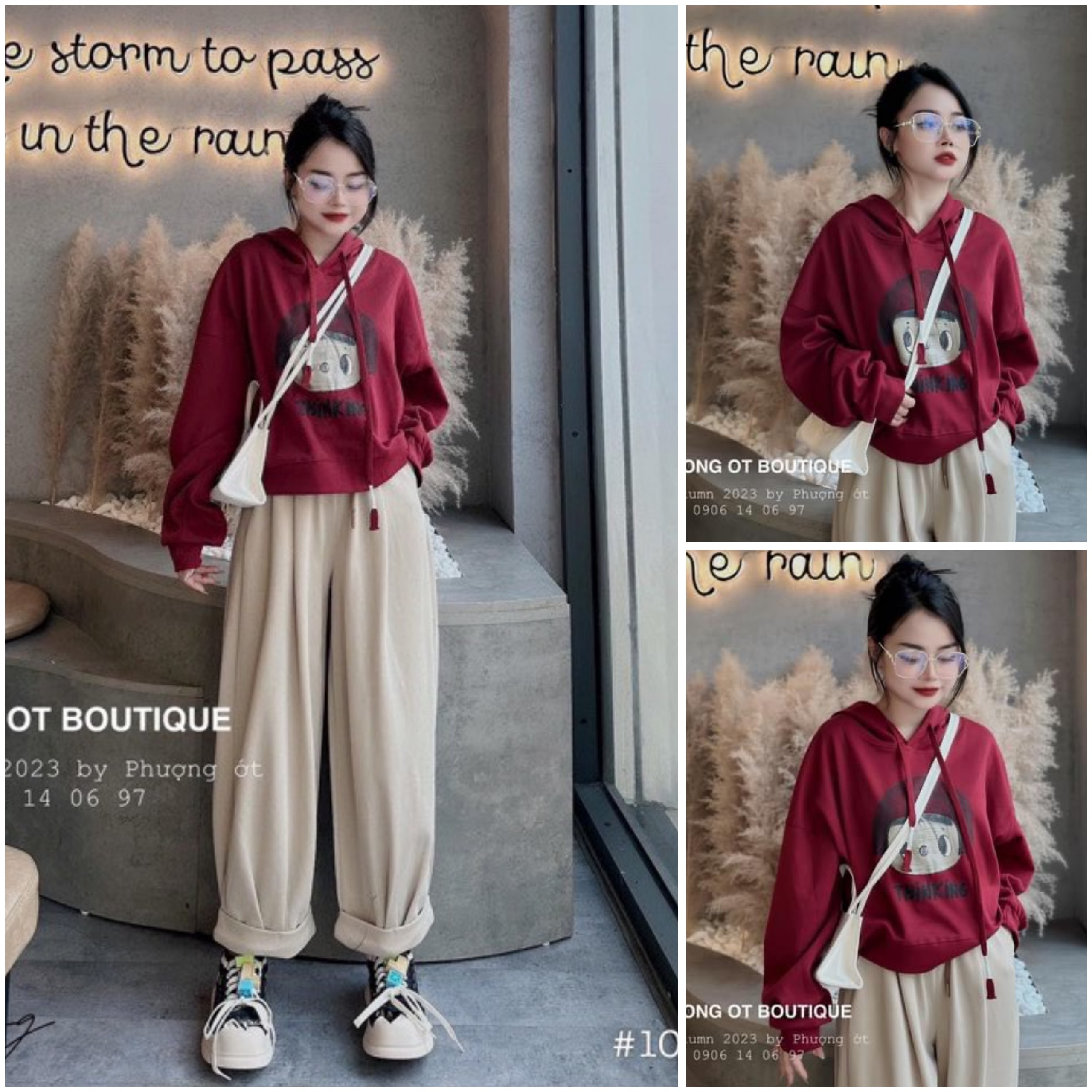 Set bộ đồ nữ áo hodie nỉ form rộng họa tiết cô gái xinh xắn mix quần boom dáng dài tone màu siêu đáng yêu, dễ thương