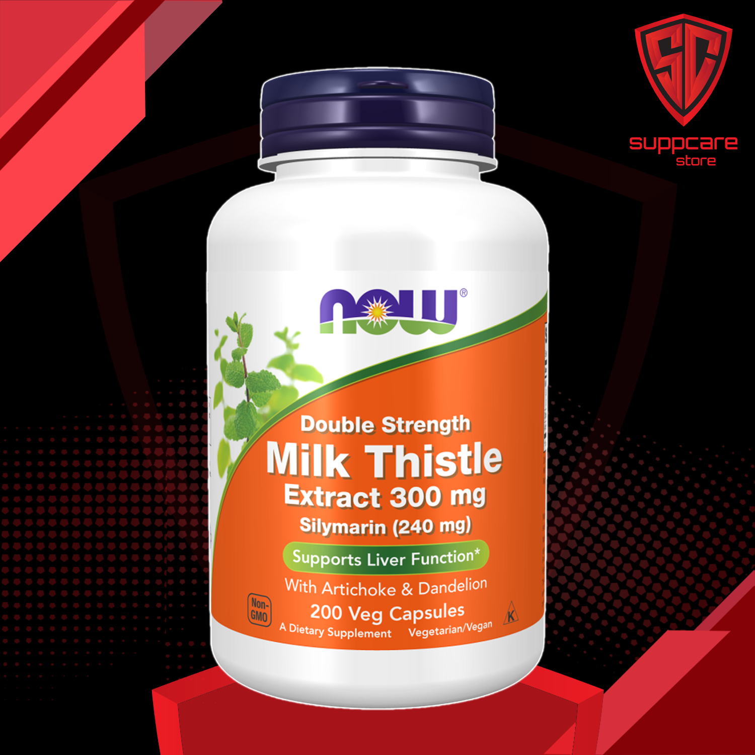 Viên uống bổ gan - chiết xuất cây kế sữa | now double strength milk thistle extract 300 mg silymarin 240 mg - chính hãng - suppcare