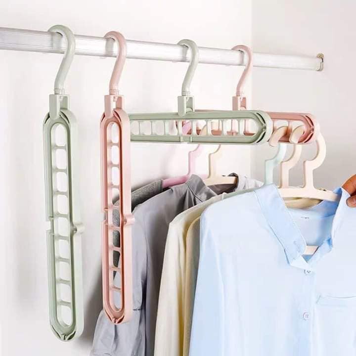 COMBO BỘ 3 MÓC TREO QUẦN ÁO 9 LỖ ĐA NĂNG GẤP GỌN THÔNG MINH - chịu nặng tốt