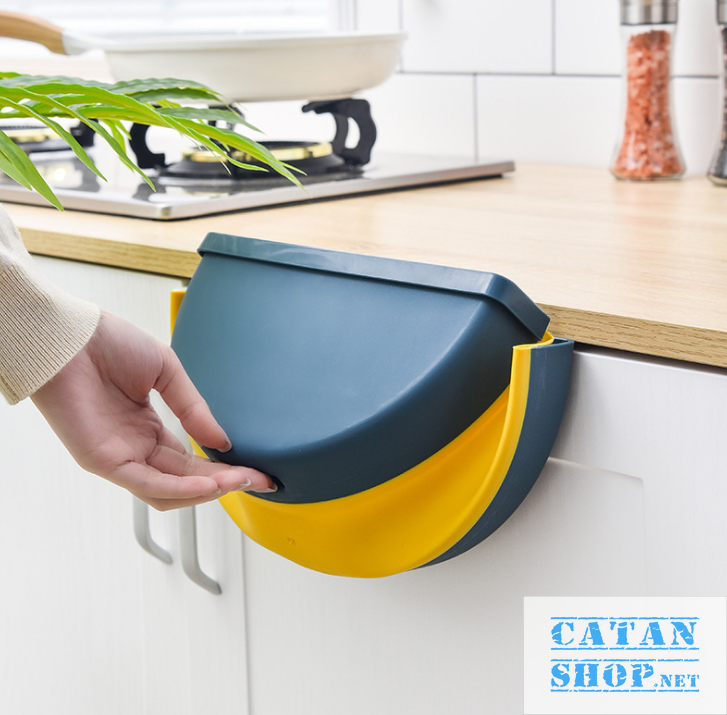 [HCM]Thùng rác Giỏ rác TRÒN đa năng gấp gọn treo kẹp tủ bếp nhựa dẻo siêu bền tiết kiệm diện tích (màu ngẫu nhiên) GD352-ThungracGG-Tron