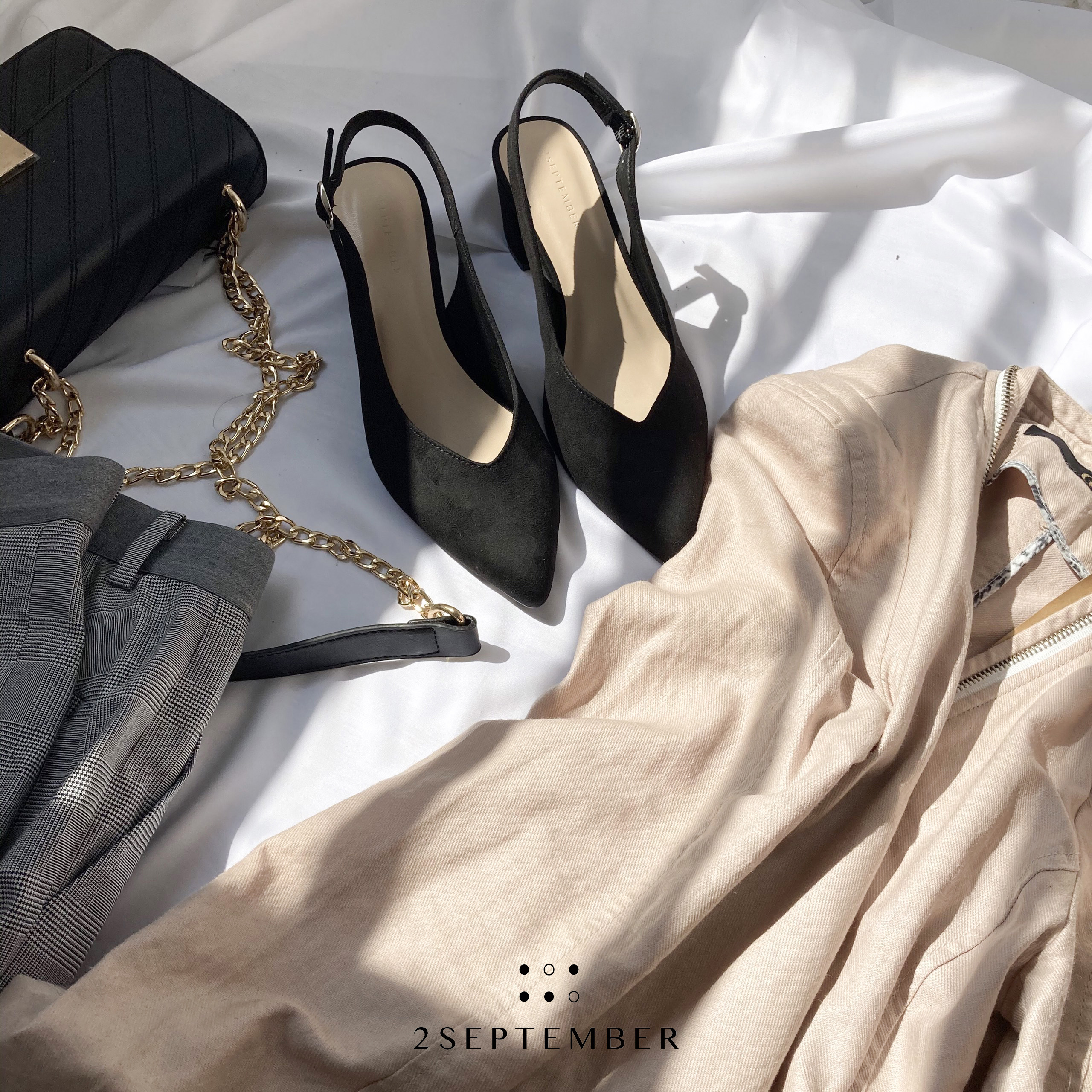 [HCM]Giày Slingback cao gót 5cm mũi nhọn 2September Yala V Black