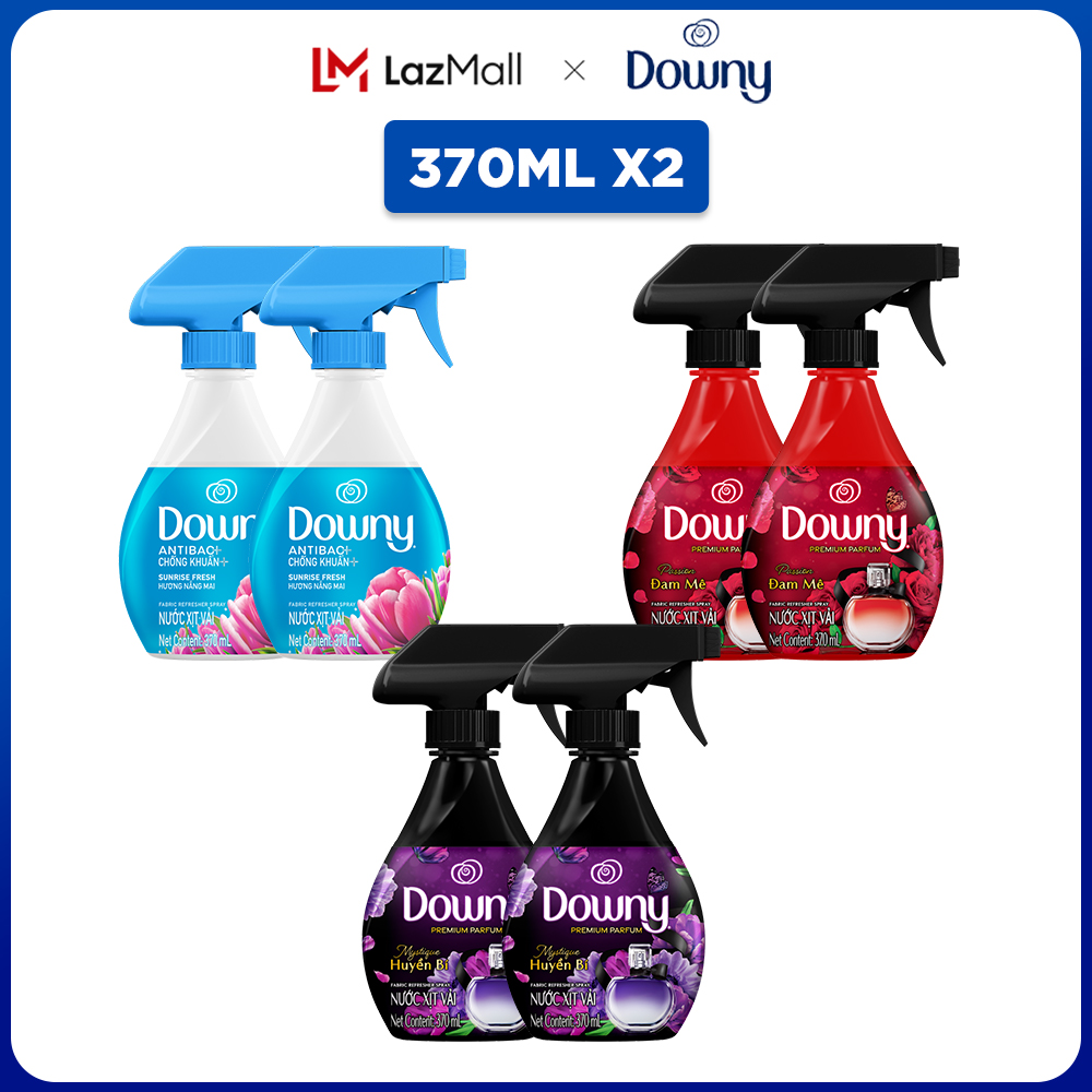 Combo 2 Xịt Vải DOWNY Khử Mùi Và Chống Khuẩn 99.9% Nhiều Mùi Hương Chai 370 ML