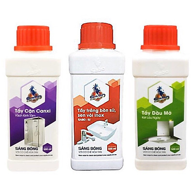 ( tặng chổi + cước cọ) COM BO BA CHAI CẶN CÃNI, VẢY CÁ TRÊN KÍNH ( SABO-K), TẨY DẦU MỠ,VẾT ĐEN XOONG NỒI (SABO-M), TẨY INOX, BỒN SỨ, NHÀ VỆ SINH(SABO-SI) TẨY RỬA nguyenly9817