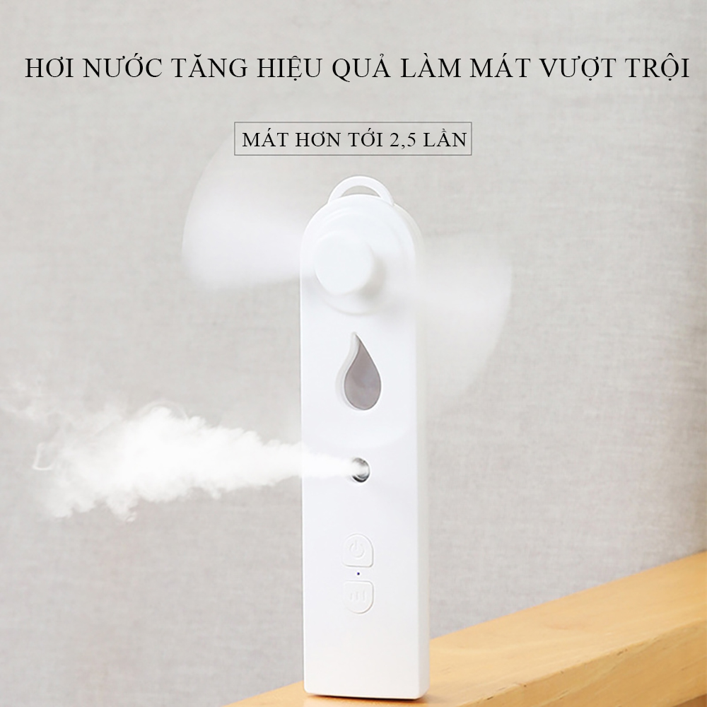 Quạt mini cầm tay- quạt mini phun sương nano- máy tạo độ ẩm tích hợp pin sạc thiết kế nhỏ gọn- TẶNG KÈM CÁP SẠC