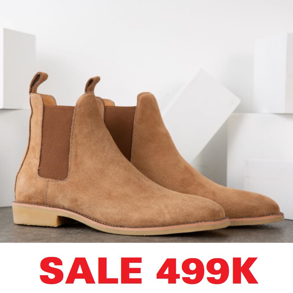 Gìay Chelsea Boots Da Lộn Cao Cấp Đế Cao Su Êm Cực Bèn Bảo Hành 12 Tháng.