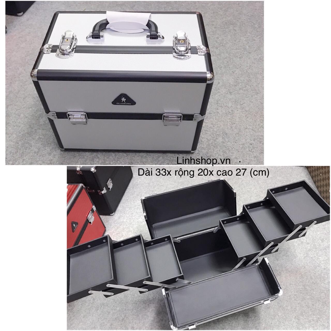 [Có bảo hành] Cốp đựng đồ trang điểm, phun xăm Gladking 6 mâm lớn, đáy sâu đựng đồ thoải mái màu trắng