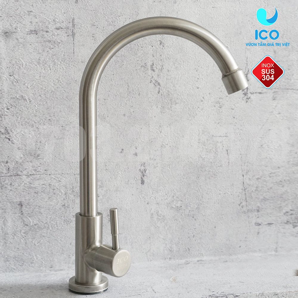 Vòi chén lạnh phi 18 cần ngắn inox 304