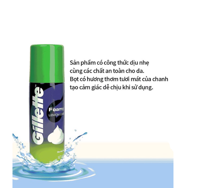 Bọt Cạo Râu Gillette Foamy 175g Hương Chanh Chính Hãng