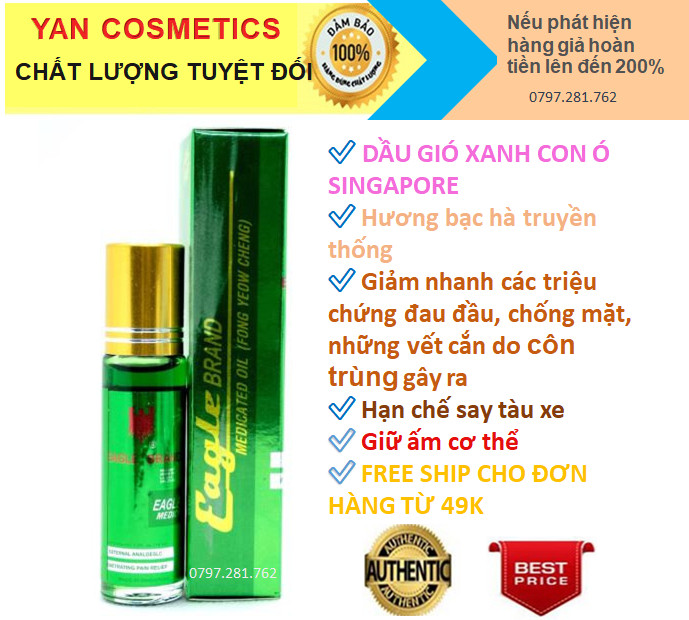 Dầu Gió Xanh Con Ó Singapore Dạng Lăn Cực Thơm 10ml/dầu gió xanh singapo