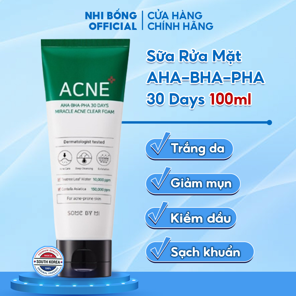 Sữa rửa mặt trắng da some by mi aha-bha-pha 30 days miracel acne hàn quốc sạch khuẩn trắng da giảm dầu mụn 100ml