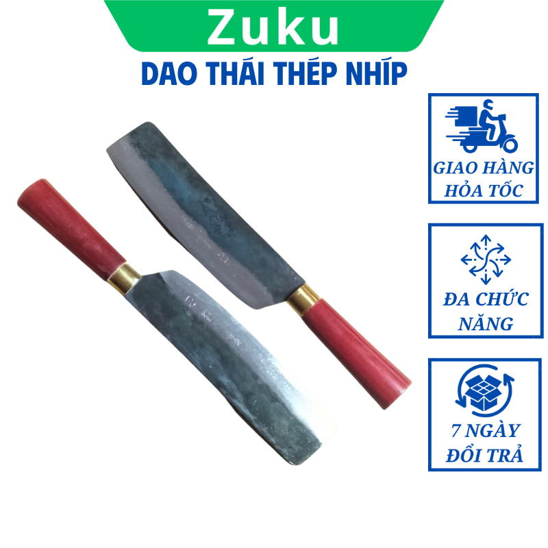 Dao thái thịt, gọt trái cây hoa quả - Dao bếp thép nhíp rèn thủ công, sắc bén, tay cầm cán gỗ