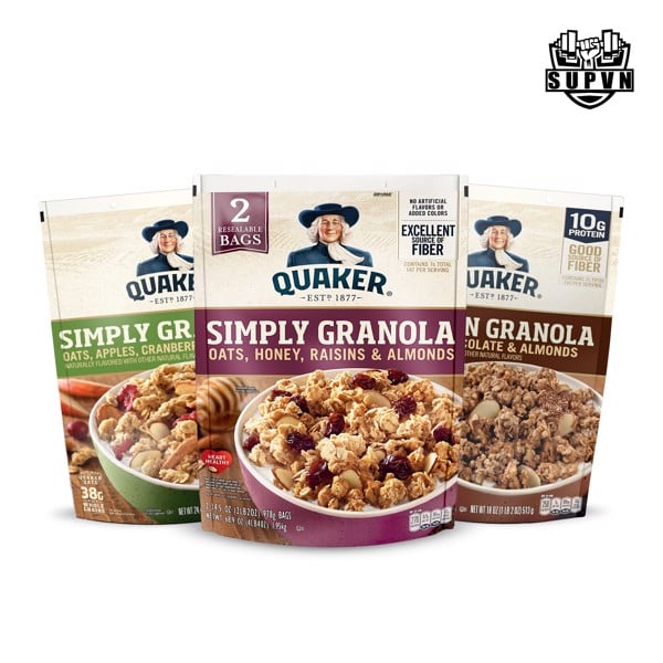 Yến mạch Simply Granola Quaker - Ngũ cốc yến mạch ăn liền mật ong hạnh nhân