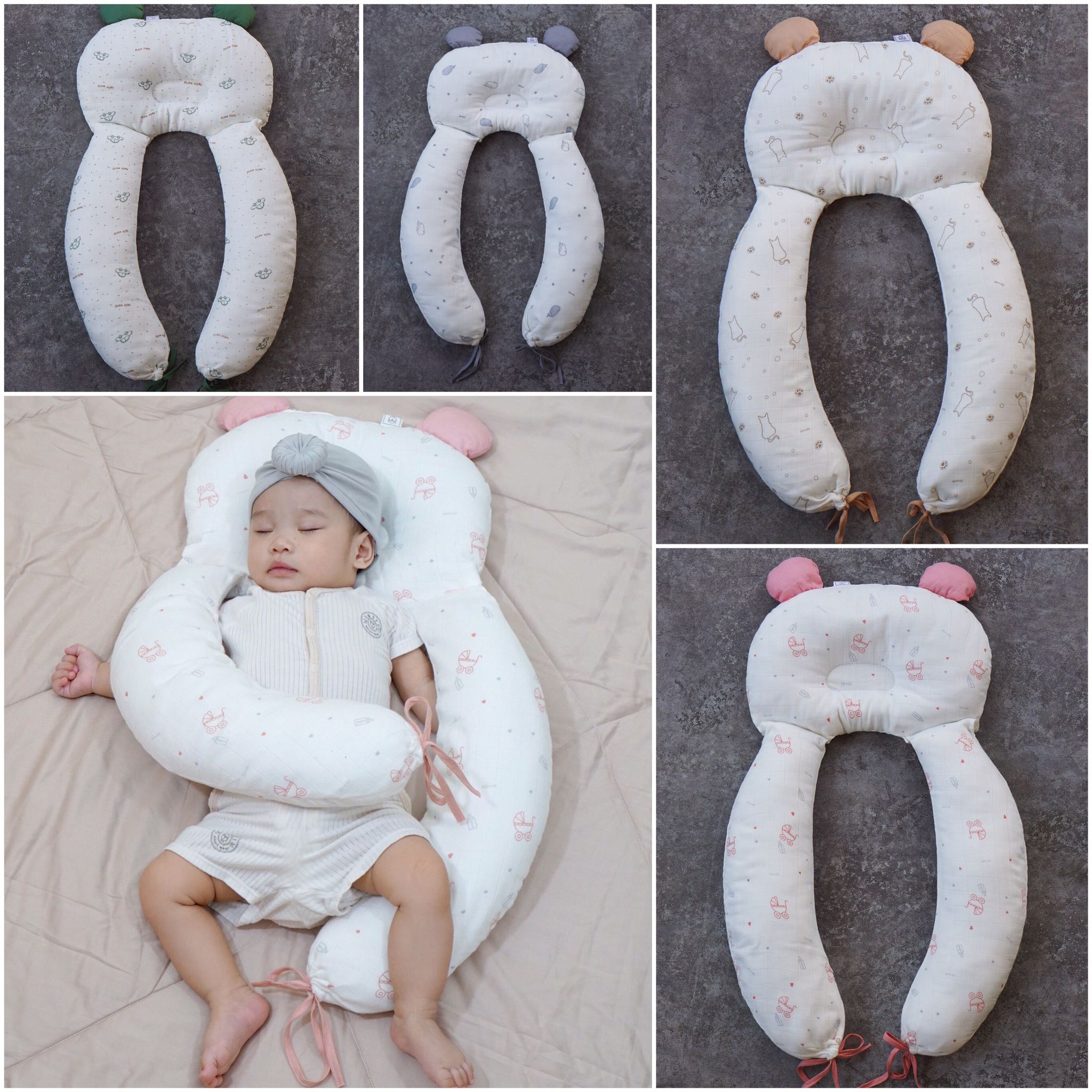 [Tặng tăm bông] Gối đa năng họa tiết trẻ em Hrnee