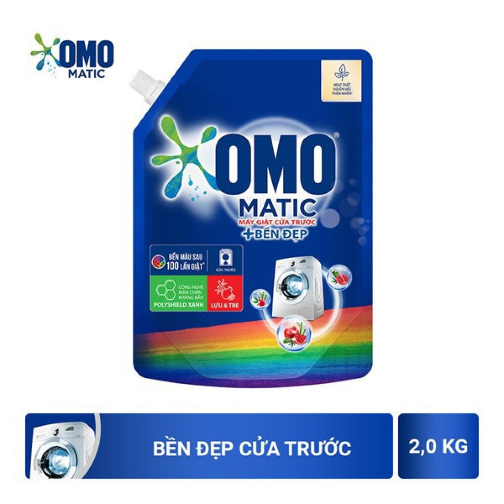 Nước giặt Omo Matic Cửa trước bền đẹp lựu và tre túi 2kg