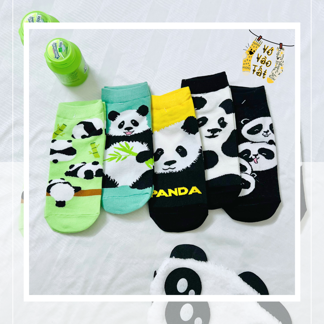 Vớ Tất nam nữ cổ ngắn hình Gấu trúc Panda tinh nghịch độc đáo