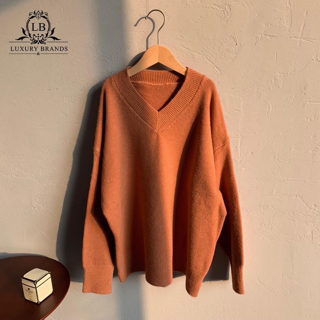 Áo len mịn nữ sinh cổ tim chữ V nhiều màu ulzzang Hàn Quốc dáng rộng thời trang cao cấp l1