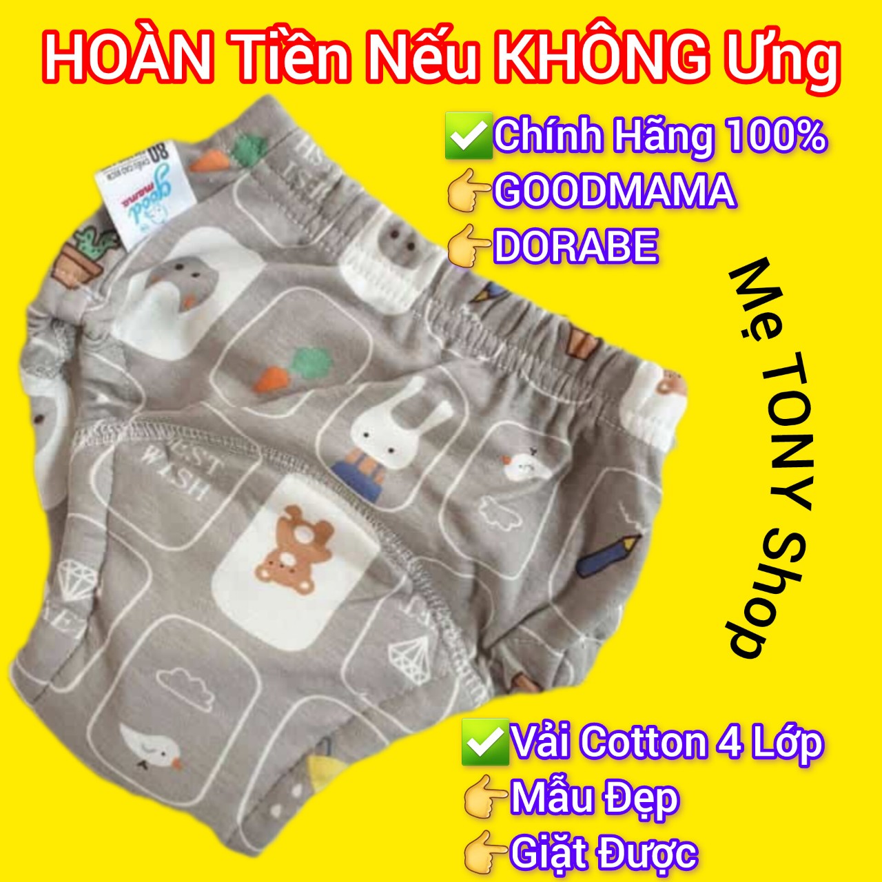 [Tặng Khăn Sữa]Quần Bỏ Bỉm Cho Bé GOODMAMA/DORABE Chính Hãng, Bỉm Vải Cho Bé (Đủ Size Từ 5 Đến 17kg)