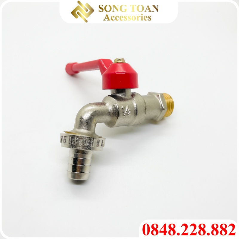 Vòi Sanwa , Vòi Hồ Tay Gạt Đồng Thau, Khoá Nước Sanwa ren ngoài 21 27 đầu vòi 27 gắn máy giặt