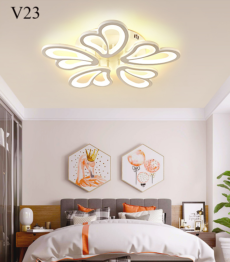 Đèn trần trang trí phòng khách phòng ngủ có kèm điều khiển từ xa phân tầng 3 chế độ sáng mẫu