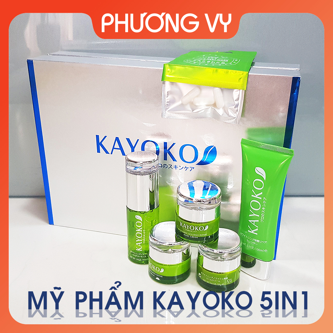 [CHÍNH HÃNG] Bộ mỹ phẩm Kayoko xanh 5in1, chuyên làm mờ nám, tàn nhang và dưỡng trắng da, kem nám Nhật Bản, mỹ phẩm Kayoko.