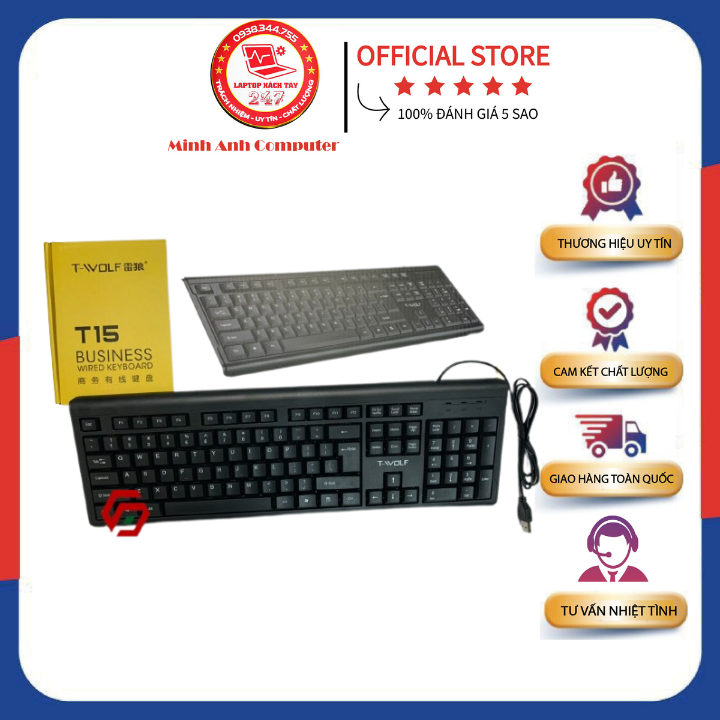 Keyboard twolf tf15 usb bảo hành 12 tháng đảm bảo chất lượng an toàn sử dụng