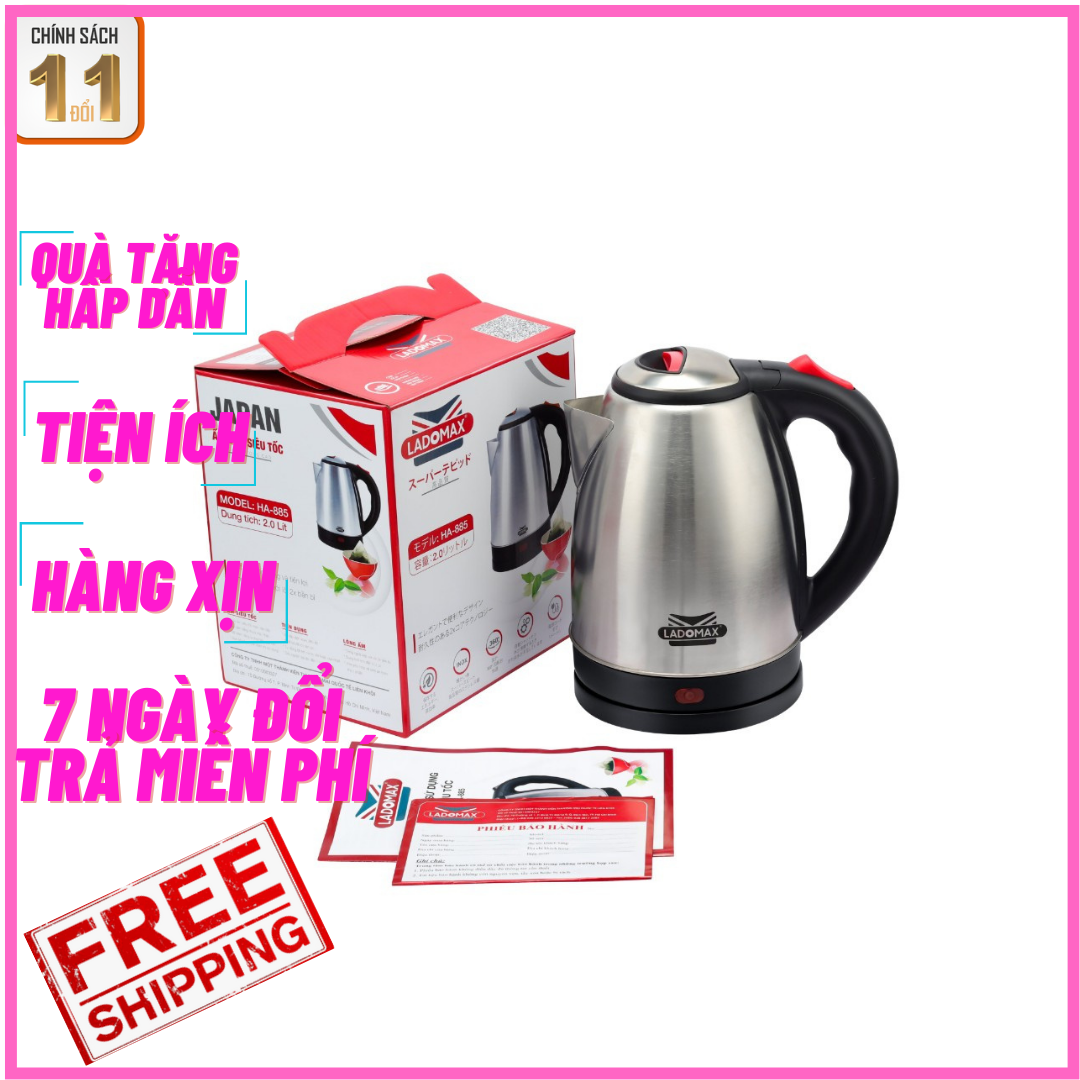 Ấm siêu tốc ladomax ha-885 2 lớp 2l bảo hành 12 tháng giao màu ngẫu nhiên