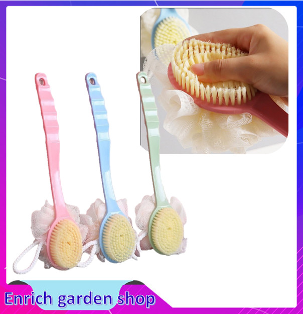 Bàn chải chà lưng kèm bông tắm tiên lợi 2in1