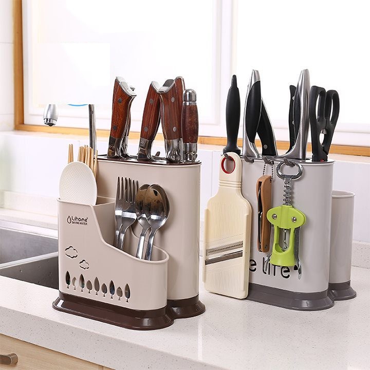 Ống Đũa Thìa Có Móc Treo Kèm Khay Cắm Dao Kéo. Sản Phẩm Nhựa Cao Cấp Việt Nhật. Phụ Kiện Nhà Bếp