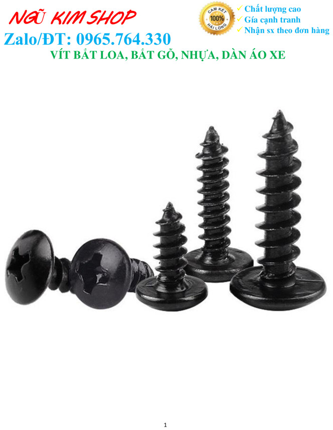 Vít bắt loa m5 x 12, m5 x 16, m5 x 20 mạ đen