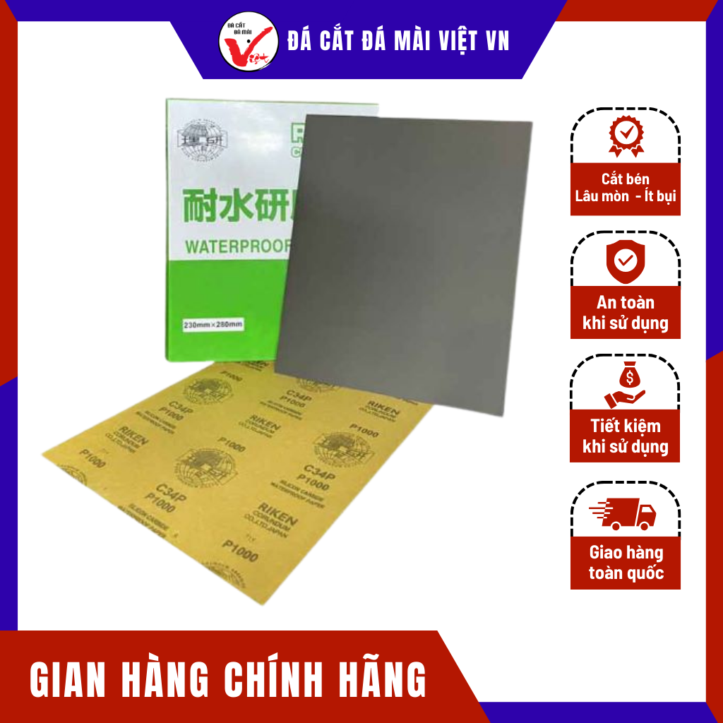 Giấy Nhám Nước Da Bò Riken C34P Giúp Loại Bỏ Lớp Sơn Cũ, Đánh Bóng Bề Mặt Cực Tốt | Đá Cắt Đá Mài Việt VN