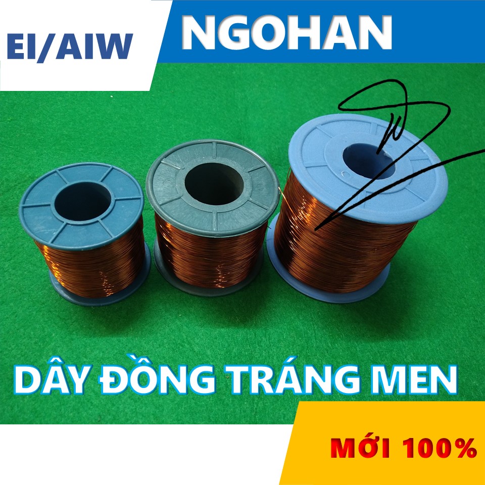 Dây đồng tráng men NGOHAN (Dầu khí) EI/AIW chịu nhiệt 220⁰C dùng quấn motor, biến áp (100gram)