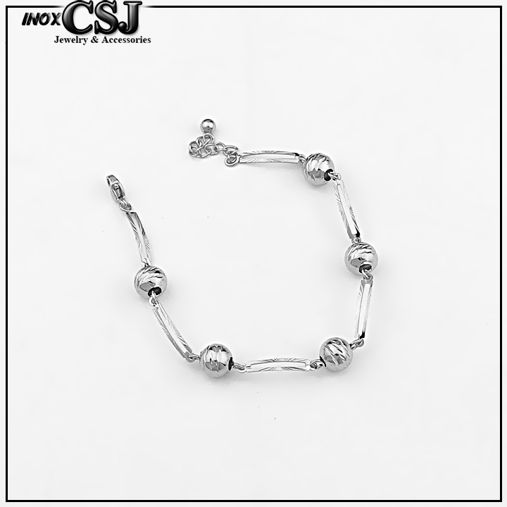 LẮC TAY NỮ BI INOX MẠ VÀNG CHẠM MÁY CÁCH ĐIỆU